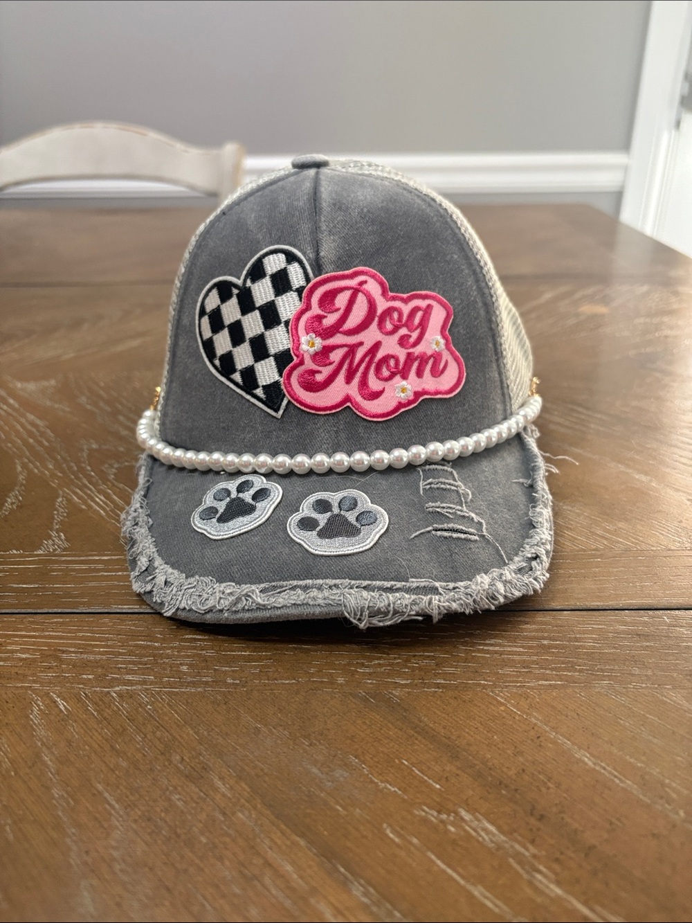 Dog Mom Distressed Baseball Cap